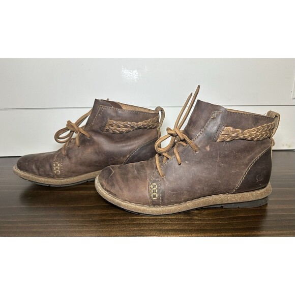 Born Temple Booties Leather Distressed Brown Ankle Lace Up Boots Women's‎ 9 - Picture 2 of 13